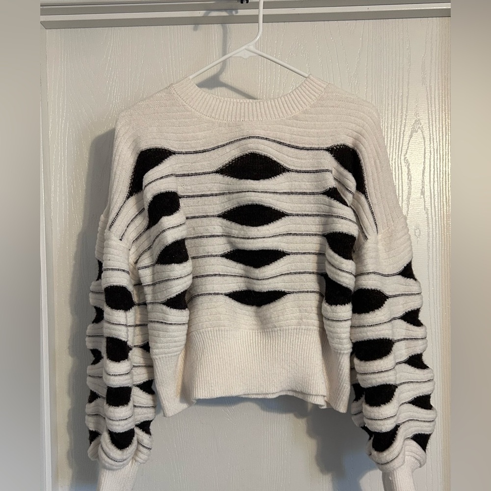 Nanette Lepore | Black and Cream Textured Sweater | Size XL
